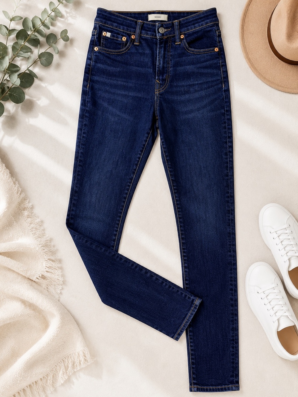 AE77 Premium Skinny Jeans Size 4 Dark Wash High Rise Stretch Denim Minimalist
